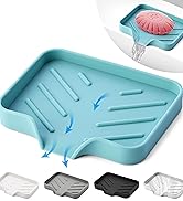 Silicone Soap Dish Tray, Self Draining Soap Holder for Bar Soap, Silicone Soap Tray with Drainage