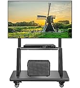 Hellsehen Mobile TV Cart,Rolling TVs Cart on Wheels Height Adjustable Heavy-Duty Floor Stand Base...