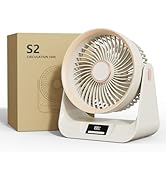 DUOMIY S2S Small Desk Fan with Digital Display &amp; 8H Timer, 5-Speed Portable Fan, 6.5 Inch USB Fan...