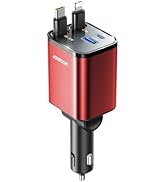 [Super Compact] Retractable Car Charger 4 in 1 [69W Car Charger USB C] iPhone 16 Car Charger Fast...