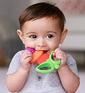 Infantino Lil' Nibbles Textured Silicone Teether -Sensory Exploration and Teething Relief with Ea...