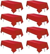 8 Pack Red Tablecloth 60 x 102 Inch Rectangular Valentine’s Day Table Cloth for 6 Foot Rectangle ...