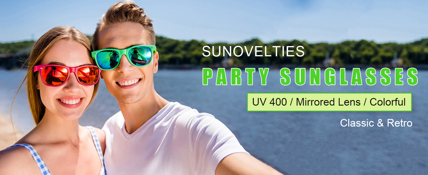 Neon Party Sunglasses Mirrored Lens