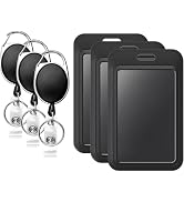 Black Badge Holders with 3 Pack Retractable Keychains â?? Multi-Card ID Card Badge Reel for Work, O...