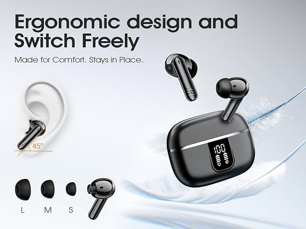 Ergonomic lightweight earbuds designed for small ears and secure comfortable fit.