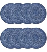 pigchcy Round Placemats Set of 8 Round Table Placemats Braided Cotton Place Mats 15 inch for Kitc...