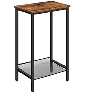 HOOBRO Tall Side Table, Industrial End Telephone Table with Adjustable Mesh Shelves, for Living R...