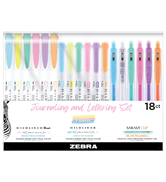 Zebra Pen, Journaling and Lettering Set, Includes Mildliner Highlighters and Brushes, Sarasa Clip
