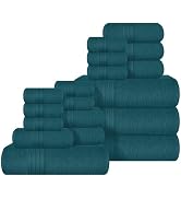 BOUTIQUO 100% Cotton Towel Set, Contains 4 Soft Bath Towel, 6 Hand Towels, 8 Wash Cloths - Compac...