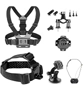 TIMNUT Action Camera Accessories Kits Bundle, 4k Camera Car Suction Cup Mount/Head Strap Mount/Ch...