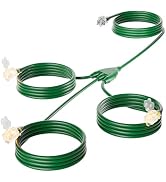 islewire 27FT Outdoor Extension Cord with Multiple Outlets, 1 to 3 Cord Splitter, Extension Cord ...
