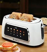Tesslux 4 Slice Toaster with Touch Screen - 1.5" Wide Long Slots for Artisan Bread - Digital Time...