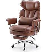 OLIXIS Home Office Desk Chair Comfy with Foot Rest, PU Leather Ergonomic Big and Tall High Back S...