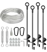hannger 4 Pcs 30" Long Ground Anchors Shed Anchors Kit with 3/16" Galvanized Cable &amp; Turnbuckles ...