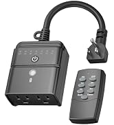 BN-LINK Outdoor Timer with Remote Control, Dusk to Dawn Light Sensor, Waterproof Plug-in Timer Ou...