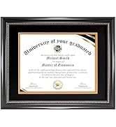 HOUSE DAY Diploma Frame 8.5 x 11 with Black over Gold Mat or Display 11x14 Diploma Frame 11x14 wi...