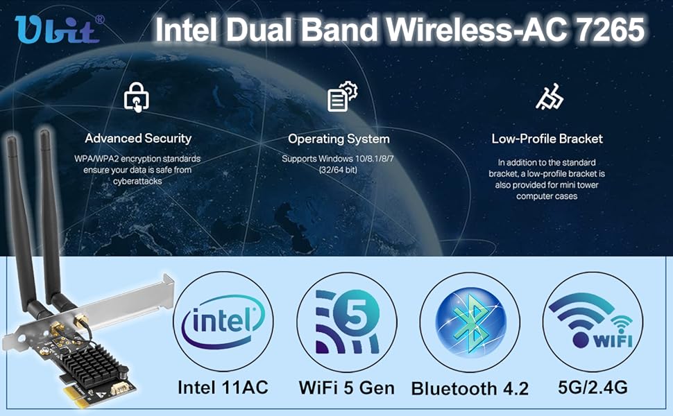 Dual Band Wireless 802.11 AC PCIe WiFi Card