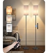 GOEBLESON 2Pack 64.2” Dimmable Floor Lamp for Living Room with Remote &amp; Foot Switch, Corner Floor...