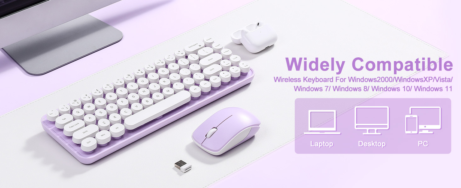 i68 Wireless Typewriter Keyboard and Mouse Combo