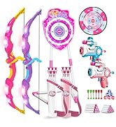 VATOS 2 Pack Bow and Arrow Toy with LED Light - 4 in 1 Archery &amp; Dart Game Set with 20 Suction Cu...