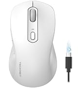TECKNET Bluetooth Mouse, [ USB + BT1 + BT2 ] Rechargeable Mouse for Laptop, Silent Click, Full-Si...
