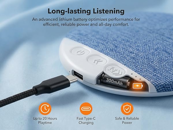 Ultra-Thin Bluetooth Pillow Speaker with White Noise Timer Wireless Sleep Aid