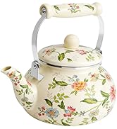 Anxingo Enamel Tea floral Kettle,Tea Kettle Pot for Stove, Top Porcelain Large Enamel Tea Kettle ...