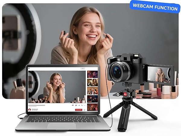 vlogging camera for youtube 4k digital camera with flip screen webcam function 2