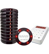 Restaurant Buzzer System, 10 Coaster Beeper Pager System with Buzzer, Customer Queue Pagers Set w...