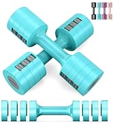 EAST MOUNT Adjustable Dumbbells 5 lb Dumbbells Set of 2 / Pair 10 lb Total Free Weights 6 in 1 Wo...