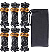 Hikeman 6 Pack 4mm Outdoor Guy Lines Tent Cords Lightweight Camping Rope with Aluminum Guylines A...