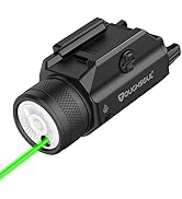 TOUGHSOUL 1200 Lumens Picatinny Rail Mount Pistol Light Green Laser Combo, White LED Flashlight w...