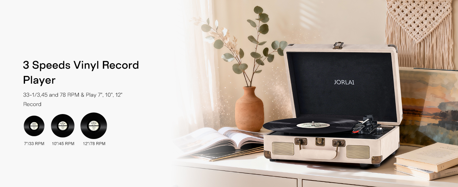 Portable Bluetooth Record Player with USB Playback Rechargeable Battery