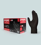 GWBN GLOVEWORKS Black Nitrile Industrial Gloves with Raised Diamond Texture