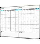 XBoard Magnetic Calendar Whiteboard 48" x 36" - 2 Month Calendar Dry Erase Board, White Board + C...