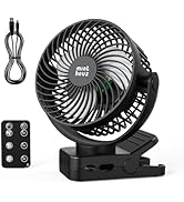 Minthouz Clip on Fan, 12000mAh Desk Fans, 360° Rotation Rechargeable Portable Fan with 45hrs Runt...