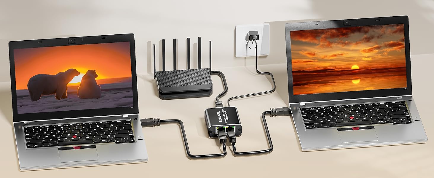 network cable splitter 1 to 2 RJ45 Network Splitter Adapter, Dual Female Socket Ethernet Connector 