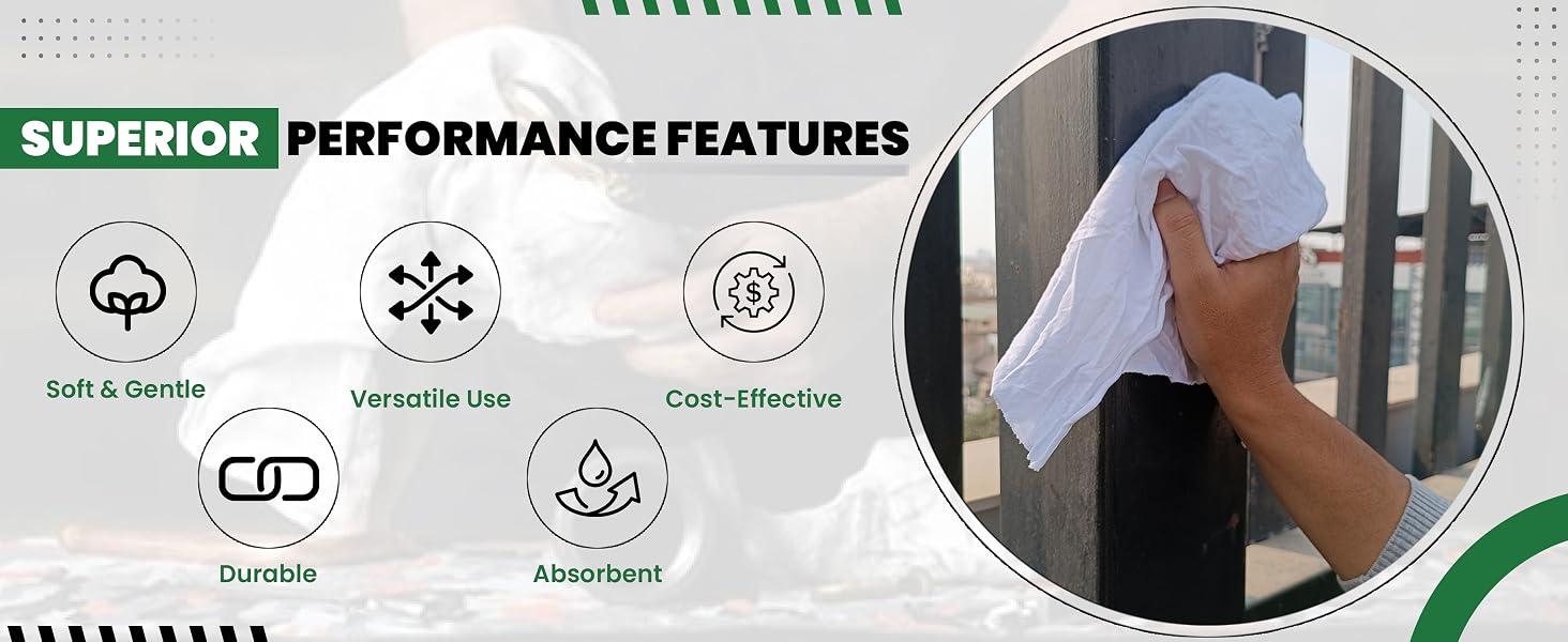 SupremePlus Recycled White Knit T-Shirt lint free cotton rags boast exceptional absorbency