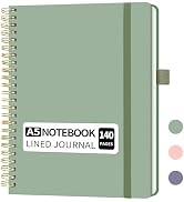 YOXMJDB Lined Spiral Notebook, Small A5 College Ruled Notebook with Pen Holder, 140 Pages Hardcov...