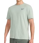 Reebok Mens Small Embroidery Crewneck T-Shirt, Standard Fit, Lightweight Cotton-Poly Jersey Fabric