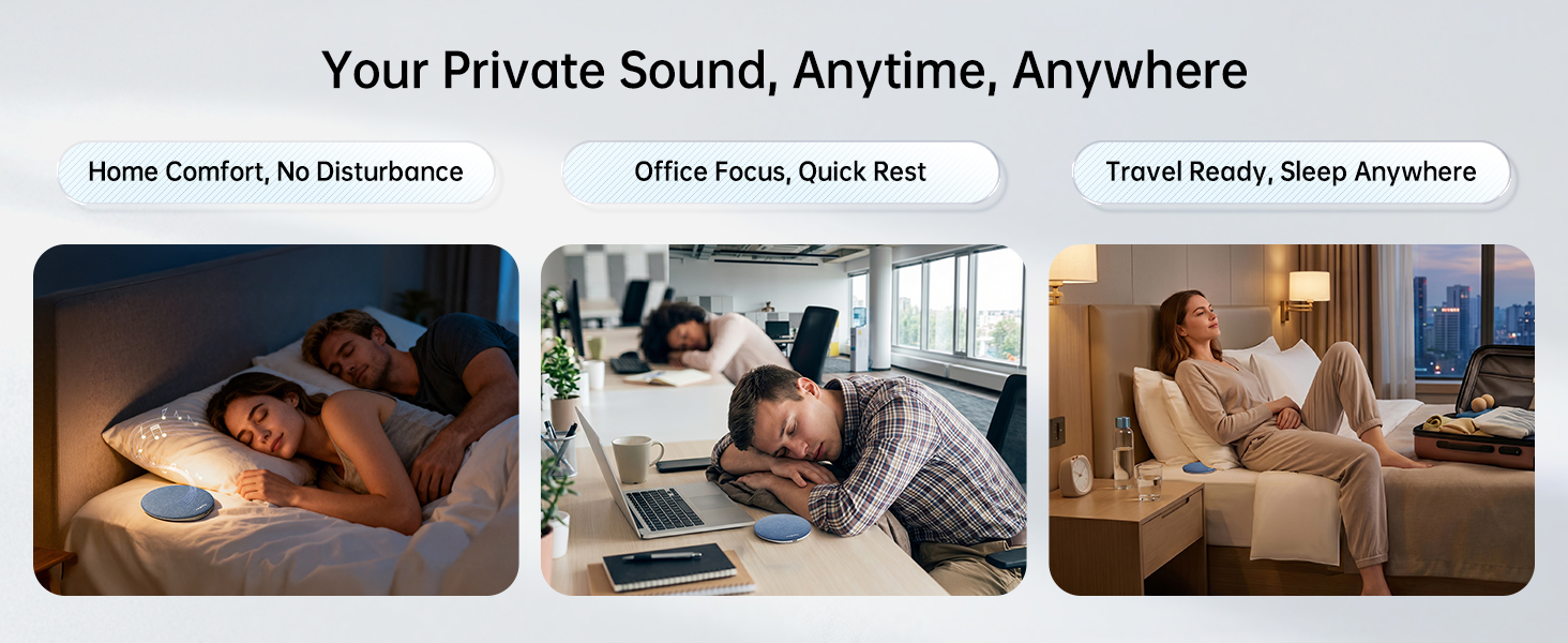 Pillow Speaker for Sleeping, Ultra-Thin Under Pillow White Noise Sound Machine for Side Sleepers