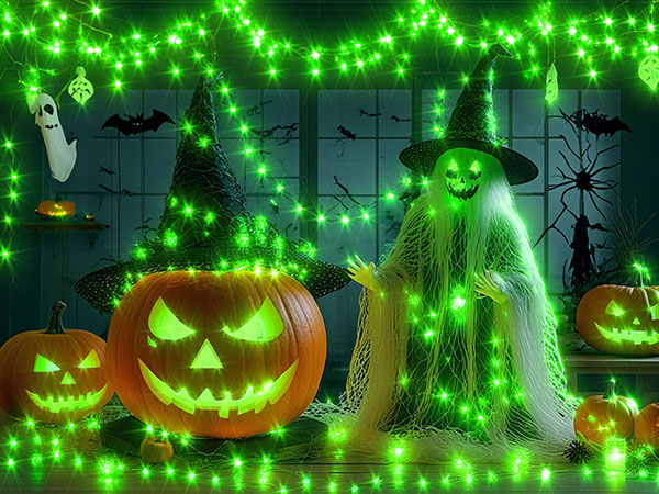 green halloween lights