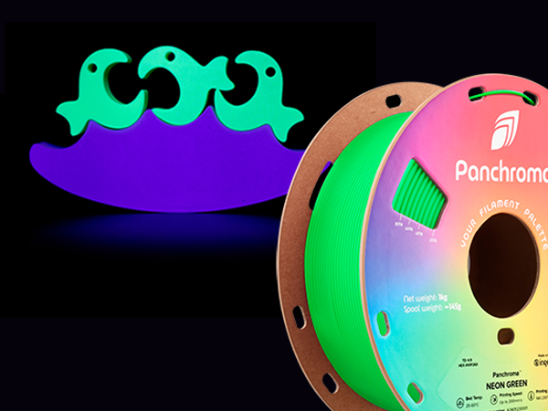 panchroma neon pla glows under blacklight green