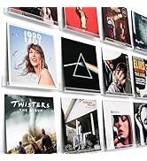 Laurensory 12 Pack Vinyl Record Shelf Wall Mount, 12 inch Clear Acrylic Album Record Holder Displ...