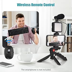 vlog kit with microphone and light