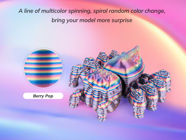 Silk PLA 3D Printer Filament, Shiny Multicolor Rainbow PLA Filament