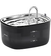 Stouchi Cat Water Fountain 85oz/2.5L, Stainless Steel Faucet Pet Water Fountain for Cats Inside w...