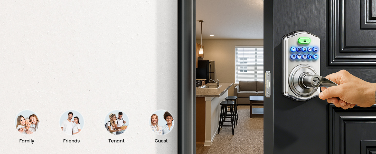 keypad door lock with handle