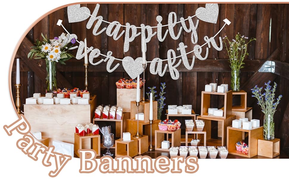 Happily Ever After Silver Glitter Bunting Banner