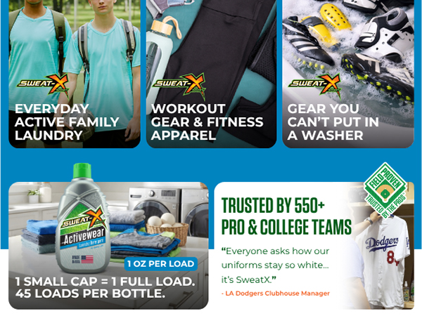 SweatX stain remover detergent odor eliminator